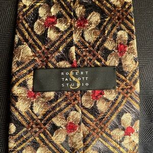 Robert Talbott Black and Gold Floral Tie Gold Black Red Tones